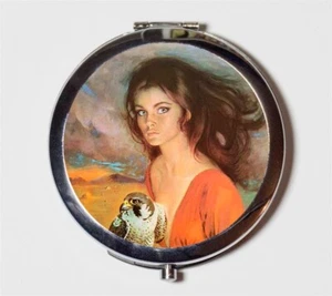 Goth Novel Pulp Fiction Owl Compact Mirror Make Up Pocket Mirror Cosmetics - Picture 1 of 2