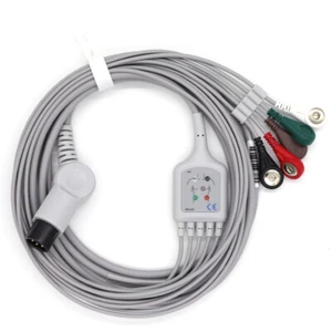 Compatible For Welch Allyn Propaq 100Series ECG EKG Cable 6Pin 5 Leads Snap AHA - Picture 1 of 6