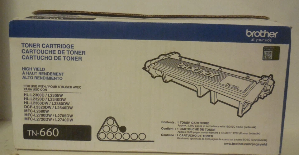 Cartuchos de tóner negros de alto rendimiento originales Brother TN-660 HL-L2300D caja abierta Foto 1 de 4