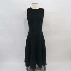 Michael Kors Collection Midi Dress Wool Fit & Flare 6 Black Sleeveless Career - Picture 1 of 10