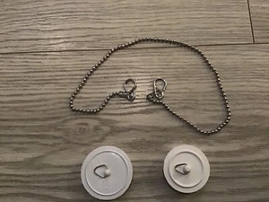 18" Waschbecken Kugelkette und 1 1/2" + 1 3/4" weißer Stopfen Menge 1 bis 5 Stück Bulk - Bild 1 von 10