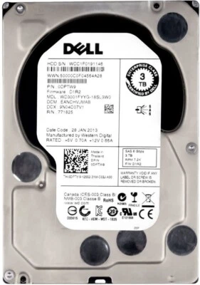 Hard Dell 0DPTW9 DPTW9 3TB 7200U/Min 32MB Cache SAS-2 WD3001FYYG 3.5 " Inch - Image 1 of 3