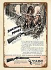 1946 fiream SAVAGE rifle moose hunting gun metal tin sign contemporary art print