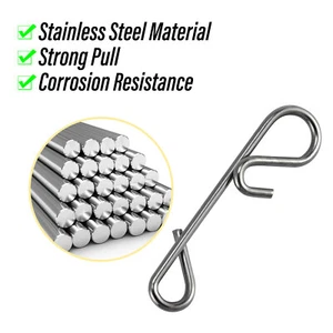 100PCS Braid No Knot Rig Links Stainless Steel Main Fishing Line Wire Connector - Picture 1 of 14