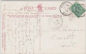 Canadá 89 1c Edw. CORNWALL, ONT. to PRESCOTT, ONT. Postal 1907 - Imagen 1 de 2