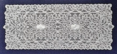 Lace Table Runner White 14.5" x 35.5" Artistry Diningroom Livingroom Bedroom - Image 1 of 3