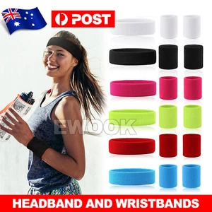 Wristbands Headband Sweatbands Sweat Band for Yoga Tennis Badminton Sport - Picture 1 of 7