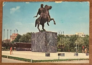Estatua de Alejandro Magno Tesalónica Grecia postal vintage - Imagen 1 de 2