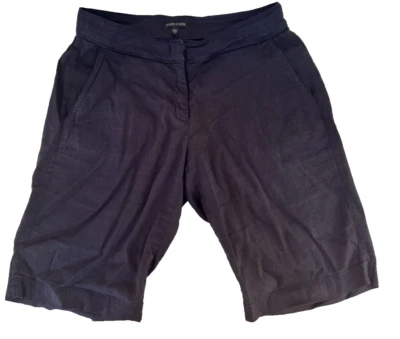 Pantalones Cortos Eileen Fisher TALLA 8 Mezcla Lino Azul Marino Bolsillos Foto 1 de 4