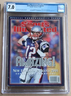 Revista Sports Illustrated Tom Brady 13 de febrero de 2002 CGC 7,0 SIN ETIQUETA Patriots Foto 1 de 2