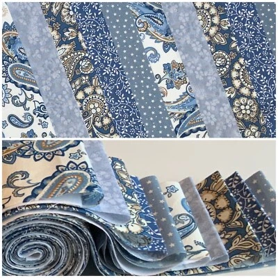 ROSE AND HUBBLE AND JOHN LOUDEN FABRICS 10 100% cotton fabric strips 2.5” x 42” jelly roll quilting floral copen delph C