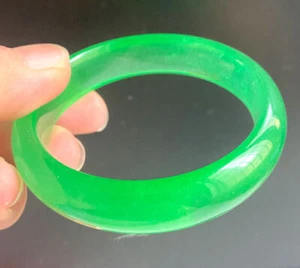 Brazalete de jadeíta verde helado grado A natural certificado 57,5 mm 2162 - Imagen 1 de 5
