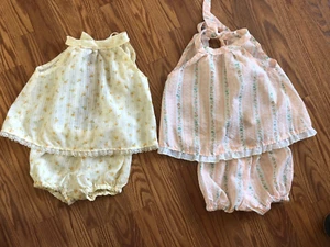 Set Of 2 Vintage Handmade Baby girls 2 PC. sun outfits see measurements for size - Picture 1 of 6