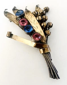 HOBE Sterling and 1/20th 14K Gold Mixed Metals Flower Pin Brooch - Picture 1 of 5