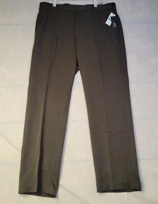 Pantalón de vestir Van Heusen No Iron para hombre talla 36X32 cremallera marrón oscuro nuevo etiqueta plano Foto 1 de 4