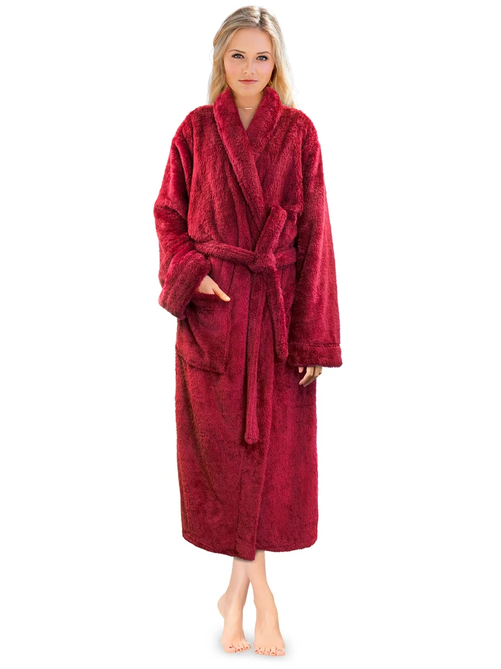 Premium Womens Plush Soft Robe Fuzzy Fluffy Warm Sherpa Fleece Bathrobe Spa Robe - Image 1 of 1