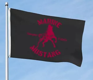 Marine Mustang Enlisted Officer Flag Banner Double Sided 3 x 5' Scarlet on Black - Picture 1 of 4