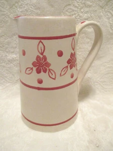 Ceramic Pitcher~Cream Color~Red Pattern~Made in Romania~Ceramiche Virginia - Picture 1 of 12