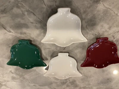 "4 platos de aperitivo/postre en forma de campana Chantal - Borgoña, blanco, verde 5"" - en muy buena condición" Foto 1 de 4