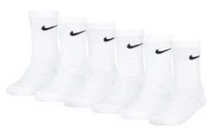NEW Nike Children's White Crew Cotton Socks Kids JUNIOR - 6 Pairs - Picture 1 of 3
