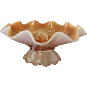 Dugan Art Glass Dogwood Sprays Caléndula Opalescente Patas Cuenco - Imagen 1 de 4
