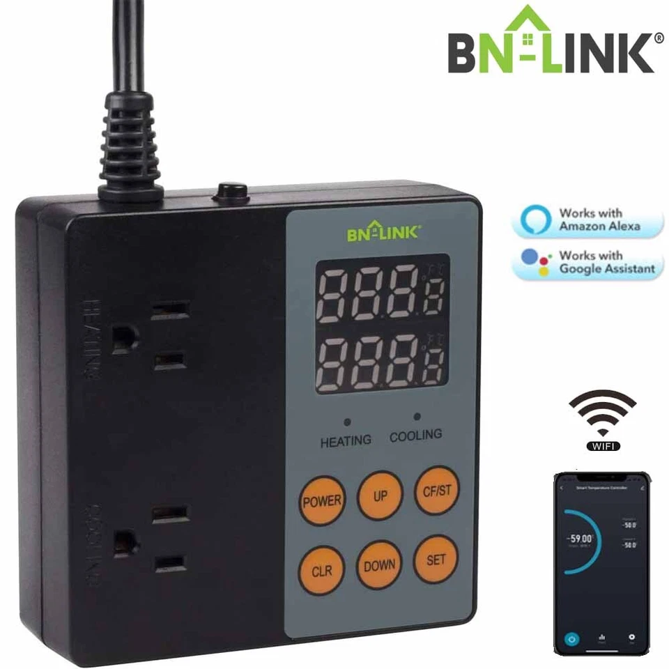 BN-LINK Smart WiFi Digital Temperature Controller Heating & Cooling -40-176°F - Image 1 of 4