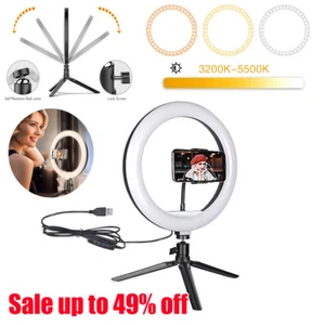 10" LED Ring Light with Stand for YouTube Makeup Video Live Phone Selfies - Picture 1 of 13