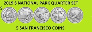 2019 S America the Beautiful National Park Quarter Set 5 monete - IN MANO - IMBALLO ORIGINALE - Foto 1 di 1