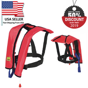 Black Friday Sale Adult Manual Inflatable Life Jacket Vest 150N PFD Fishing - Picture 1 of 10