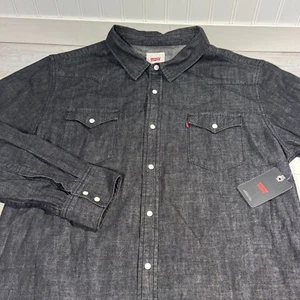 Levi's Denim Pearl Snap The Western Shirt Men’s Size XXL Gray Long Sleeves New - Imagen 1 de 11