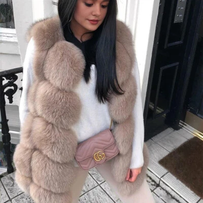 Abrigo Chaleco de Piel de Zorro Invierno Para Mujer Natural Real Alta Calidad Promocionar Nuevo Foto 1 de 4