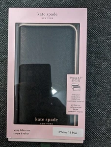 Kate Spade Apple iPhone 14 Plus Black Pink Wallet Phone Case wCard Holder - NEW - Picture 1 of 3