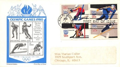Scott #1850 Olympics 1980 Winter Games First Day Cover FDC Aristocrat - Image 1 of 2