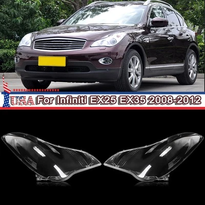For Infiniti EX25 EX35 2008-2012 Pair Clear Headlight HeadLamp Lens Cover Shell - Image 1 of 4