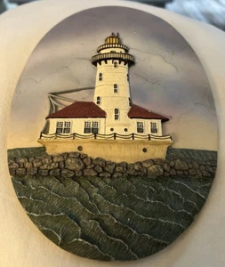 3D Ceramic Chicago Harbor, IL. ￼ Lighthouse Oval Wall Plaque Picture Decor - Picture 1 of 2