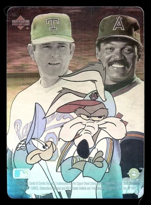 Bola de cómic 1991 cubierta superior Holo Roadrunner Coyote Nolan Ryan y Reggie Jackson casi nueva Foto 1 de 2
