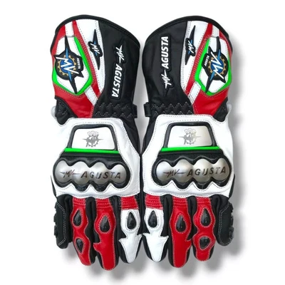 MV AGUSTA Motorcycle Leather Racing Gloves Motorbike Riding Gloves All Sizes - Image 1 of 3