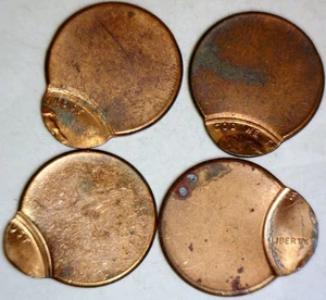 ERROR x 4 OFF CENTER Lincoln Cent Unc / BU Det. Coins = 4 Coin LOT   NR - Picture 1 of 4