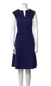 NWT Escada Womens Size 42 Sleeveless Navy Blue Sheath Dress V-Neck A-line - Picture 1 of 5