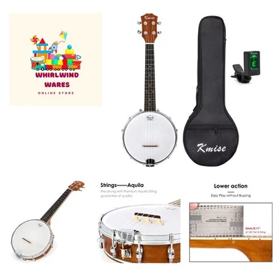 4 String Banjo Ukulele Uke Concert 23 Inch Size Sapele With Bag Tuner - Image 1 of 4