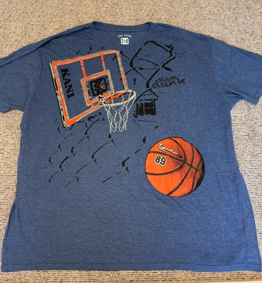 Camiseta Karl Kani Para Hombres 4XL Azul Temática Baloncesto Elastizada Suave Camiseta Foto 1 de 4