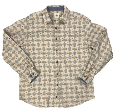 The Territory Ahead Mens Button Up Shirt Sz Lg Linen Cotton Aztec Southwestern - Image 1 of 4