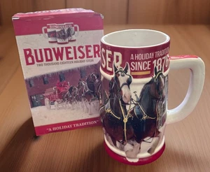 2018 Budweiser Holiday Stein 39th Anniversary Ltd. Ed. Ceramic Handcrafted NIB - Picture 1 of 18