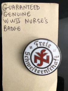 WW2 World War 2 German Freie Westernschaft Sisterhood Nurse 1.5 Emaille Pin A - Bild 1 von 5