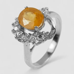 SIAM YELLOW SAPPHIRE OVAL CUT 925 STERLING SILVER HANDMADE FINISH RINGS JEWELRY - Picture 1 of 9