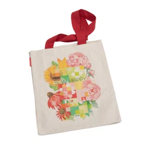 SEW HAPPY TOTE Canvas Bag / Purse by Robin Pickens /Moda 14" x 16" x 5" Finished - Picture 1 of 2