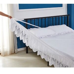 Lace Wrap Bed Skirt with Elastic Ruffle Bedding Dressing 14 Inch Drop All Sizes