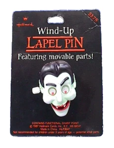 Hallmark PIN Halloween Vintage WIND UP Vampire DRACULA Googly Eyes 1987 NEW 3.75 - Picture 1 of 3