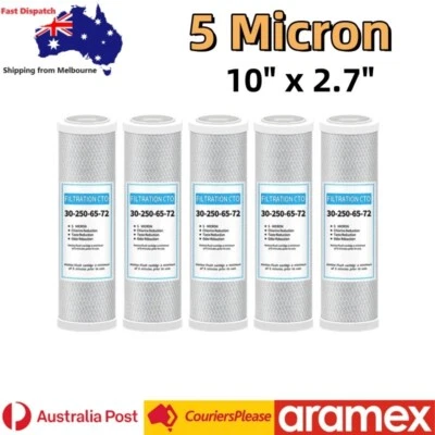 2-12 Pack 10"x2.7" 5 Micron CTO Carbon Block Water Filter Cartridges Replacement - image 1 of 4
