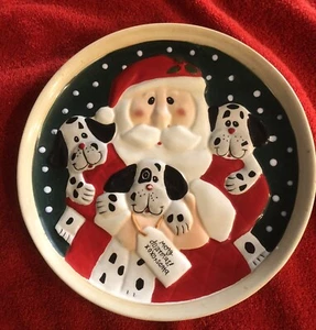 Weihnachtsmann Dalmatiner Feiertagsteller 3-dimensional - Bild 1 von 4